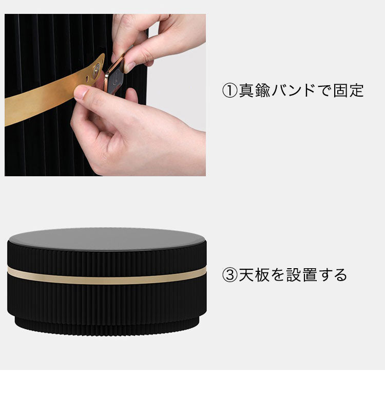 ペーパーセンターテーブル 折りたたみ 幅78cm 高さ35cm 円形 ガラス天板 紙製 ハニカム構造 耐荷重50kg 撥水加工 クラフト紙 ブラック おしゃれ 北欧 モダン 上品 高級感 紙テーブル 丸テーブル(代引不可)