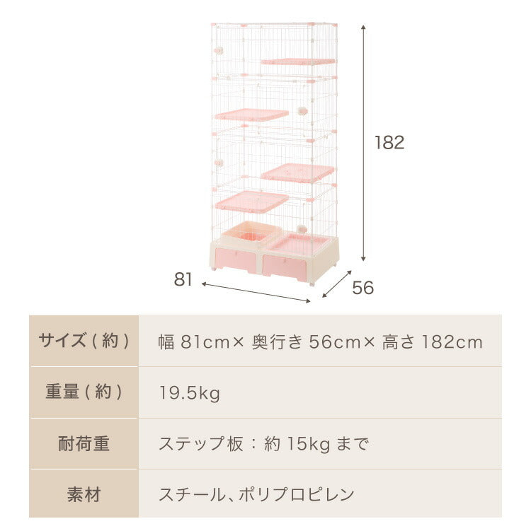 【リコメン堂限定オリジナルカラー 2色】 猫 ケージ キャットケージ 4段 トイレ付き 引き出し キャスター おしゃれ 収納 トイレ付 脱走防止 お手入れ簡単 ペットケージ キャットハウス 室内 屋内