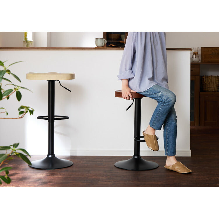 カウンターチェア 1脚単品 木製 天然木 高さ調節 昇降式 脚置き付き 北欧 おしゃれ シンプル モダン ナチュラル バーチェア ダイニングチェア スツール 座り心地 木目 カフェ 椅子 インテリア 1脚 2脚 セット
