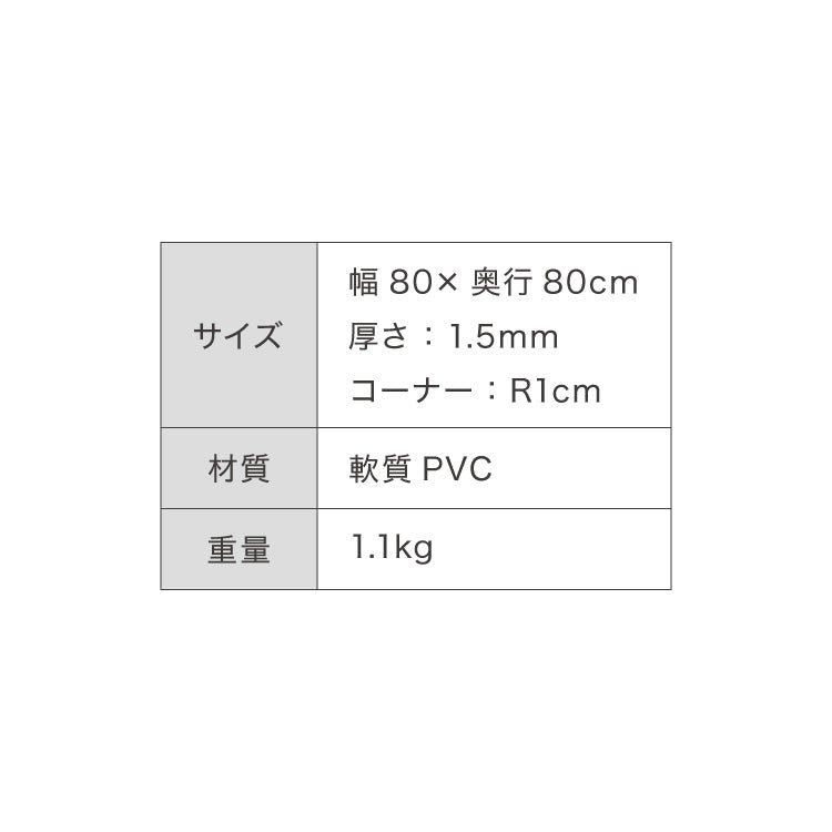 テーブルマット 透明 角型 80×80cm デスクマット クリア 厚さ1.5mm 撥水 抗菌 耐熱 傷防止 汚れ防止 食卓 学習机 オフィス