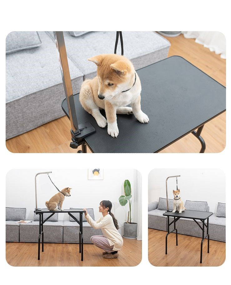 トリミングテーブル 折りたたみ 棚付き トリミング台 トリミング 折り畳み グルーミング 高さ75cm 犬用 猫用 テーブル ペット用 シャンプー カット ブロー ブラッシング 爪切り バリカン お手入れ トリマー 小型犬 中型犬 犬 猫 ペット用品