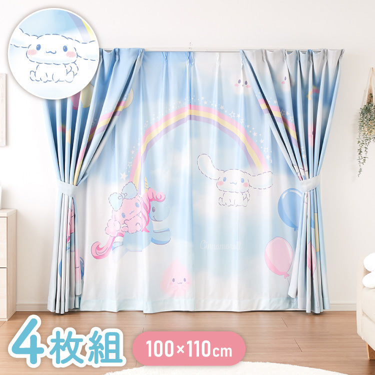 クロミ マイメロディ 幅100cm 真夜中のメロクロ UVカット99.9% 外から見えにくい レースカーテン 2枚セット 2枚組 サンリオ Sanrio クロミちゃん 地雷系 洗濯可能 かわいい 女の子 キャラクター(代引不可)