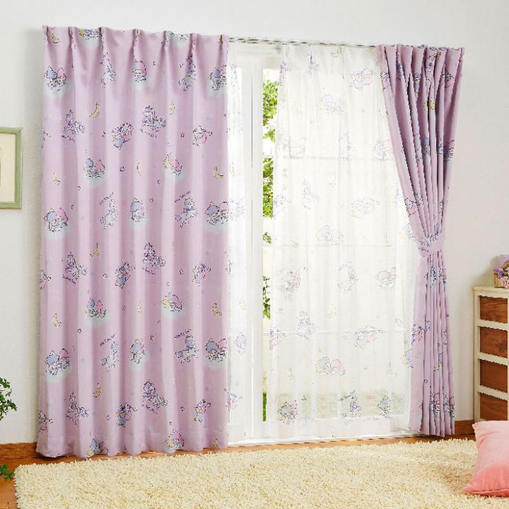 遮光カーテン 2枚組 キキ&ララ 【3サイズ】 幅100cm 丈135cm 丈178cm 丈200cm 遮光2級 遮熱 ウォッシャブル サンリオ(代引不可)