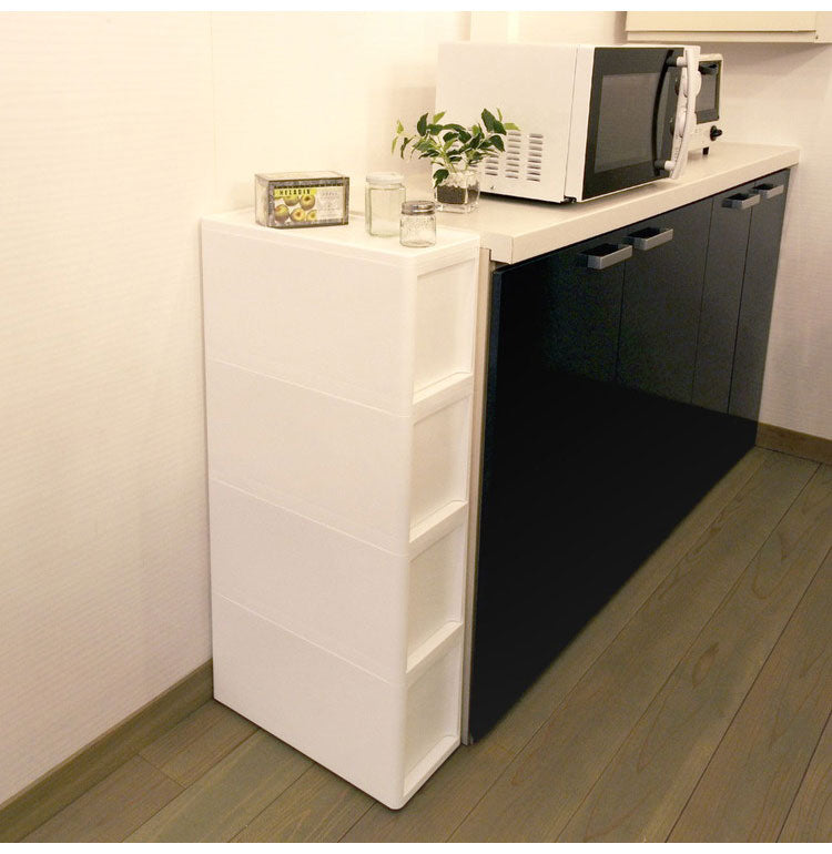 隙間収納 スリムストッカー 幅18cm 抗菌 クリプティ 日本製 引出し4段 M4段 キャスター付き JEJアステージ すき間収納 収納ボックス 収納ケース 中身が透けない プラスチック収納(代引不可)