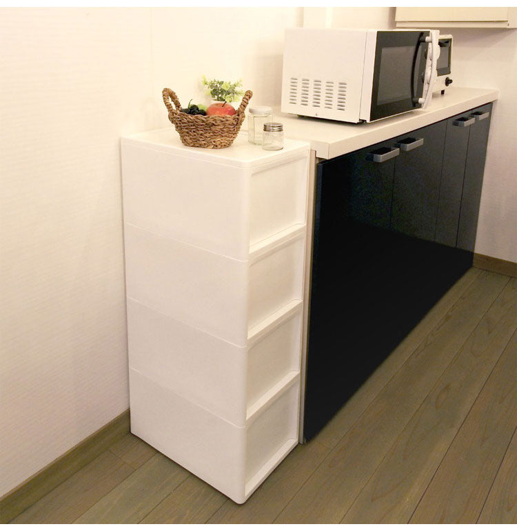 隙間収納 ミドルストッカー 幅26cm 抗菌 クリプティ 日本製 引出し4段 M4段 キャスター付き JEJアステージ すき間収納 収納ボックス 収納ケース 中身が透けない プラスチック収納(代引不可)