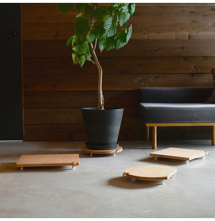 rootis 日本製 耐荷重20kg プランタースタンド 新潟県南魚沼産木材使用 プランター台 キャスター付き レクタングル 45×35cm ホームキャリー 平台車 台車 フラワースタンド 長方形 角型 回転 トレー(代引不可)