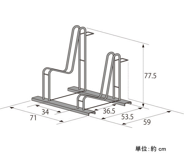 日本製 スタンドいらずの頑丈自転車ラック 2台用 一般家庭用 サイクルラック サイクルスタンド 自転車スタンド 自転車置き 駐輪スタンド 簡易スタンド 屋外(代引不可)