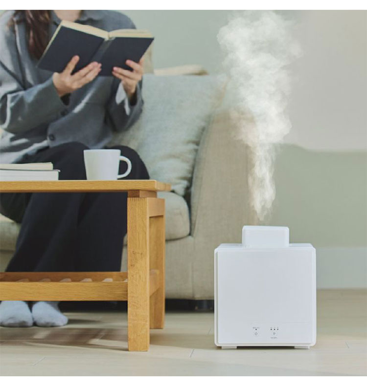 お手入れ簡単! スチーム式加湿器 1.6L 簡単給水 シンプル モノトーン 白 ホワイト 黒 ブラック スチーム式 加湿器 スチーム加湿器 寝室 静音 軽量 小型 コンパクト ドウシシャ DOSISHA