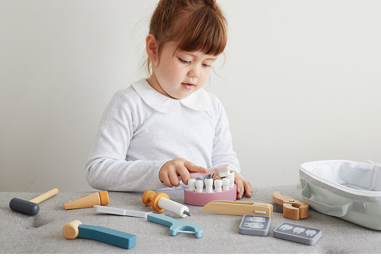 PolarB デンタルセット 天然木 積み木 出産祝い ポーラービー ビーギフト クリスマスプレゼント つみき 子供 男の子 女の子 知育玩具 誕生日ギフト お祝い キッズ ごっこ遊び