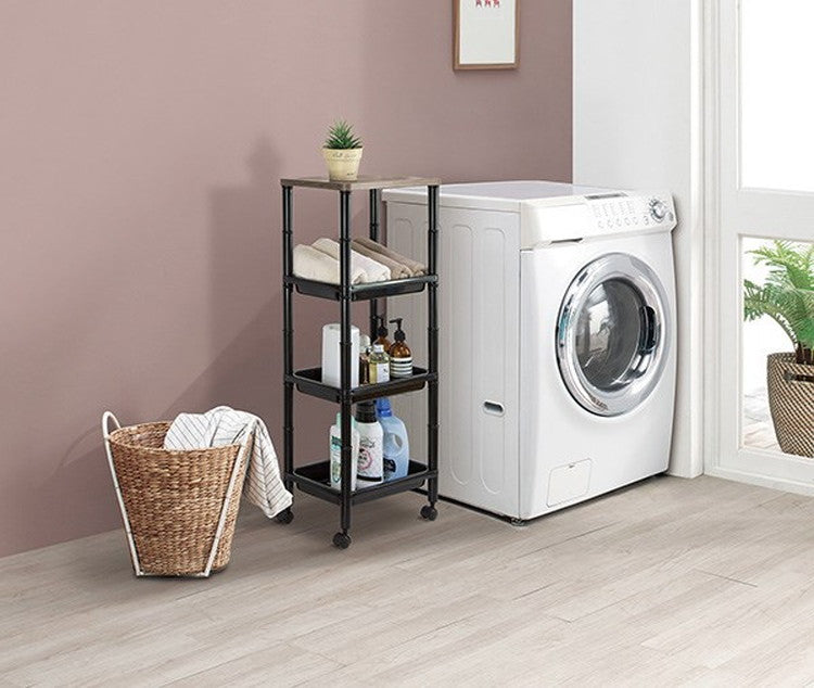 ウッドスタイルラック BK F50302 キャスター付き サイドテーブル 小物置き おしゃれ 工具不要 国産