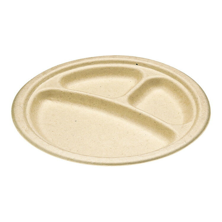 ムギ・タケ プレート 三仕切(50枚入)23cm AGM-12株式会社 ダイモン4562404860360(代引不可)