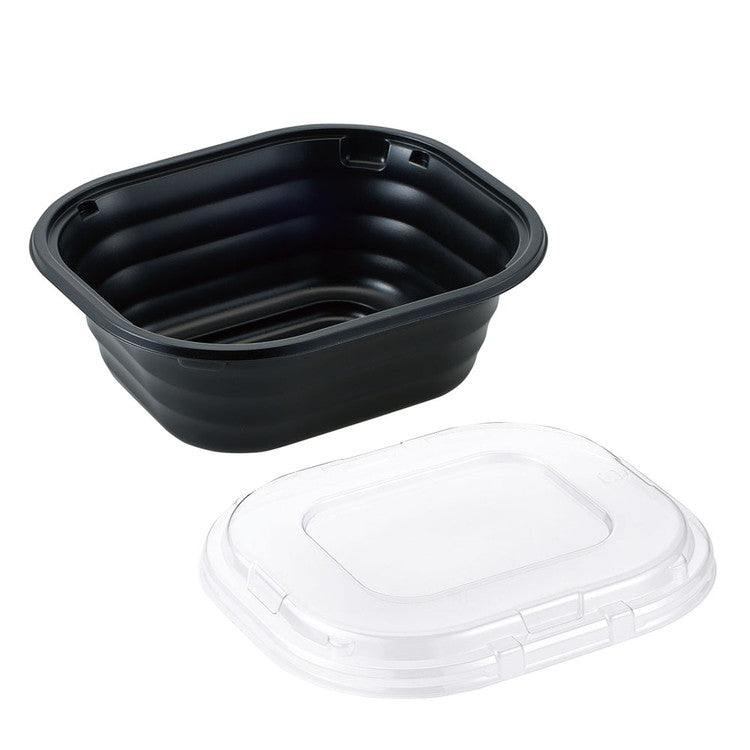 夢彩ごぜん 長角丼本体黒/嵌合蓋透明(50S)タカギ産業4905001389573(代引不可)
