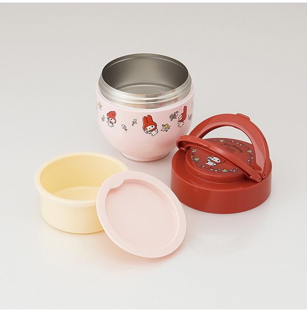 スケーター 折りたたみ ハンドル付き 保温 保冷 丼ぶり ジャー 540ml マイメロディ フラワーレトロ LDNO6AG