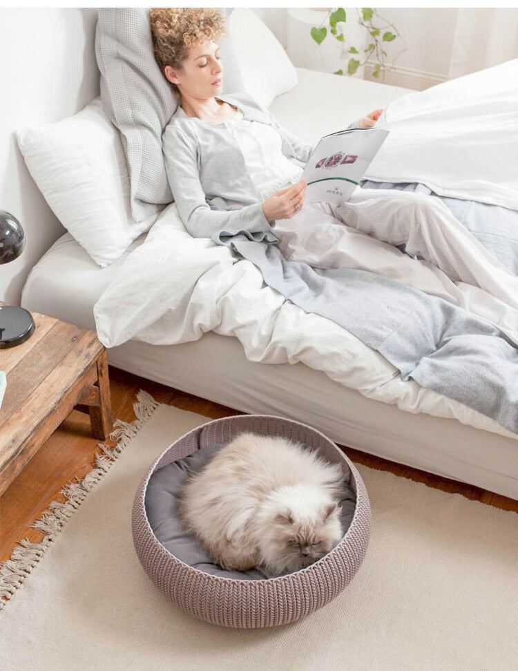 ペットベッド ペット クッション 犬 猫 KETER ケータ― COZY ヨーロッパ製 ベージュ ベッド 犬小屋 ドッグハウス キャットハウス カーバー ペットクッション ニット 耐久性 通気性 丸洗い 洗濯
