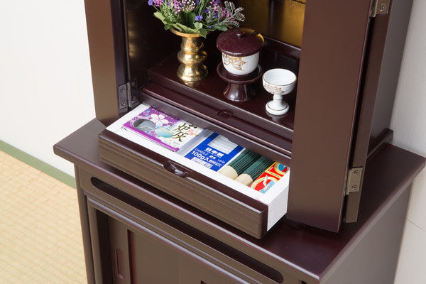 仏壇 上置仏壇 14号 上置き仏壇 小型 紫檀調 スライド式仏具棚 コンパクト 仏具(代引不可)