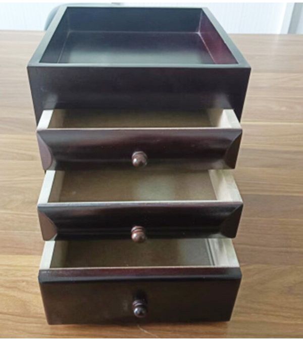 卓上整理チェスト 3段 完成品 木製 チェスト 書類整理 裁縫道具 救急箱 貴重品箱 収納ケース 収納ボックス トレー 引出し チェスト(代引不可)