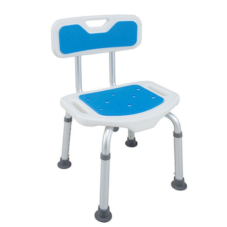 アルミ製シャワーベンチ ブルー 背もたれ付き 入浴用 お風呂 椅子 イス チェア ステップ お年寄り 介護(代引不可)