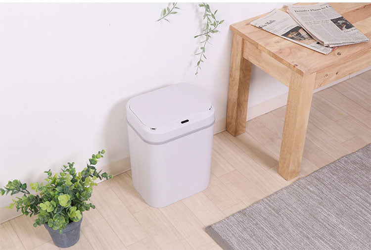 ダストボックス 長方形 人感センサー付き 容量12L ゴミ箱 自動開閉 電池式 お手入れ簡単 コンパクト キッチン収納 リビング ダイニング(代引不可)