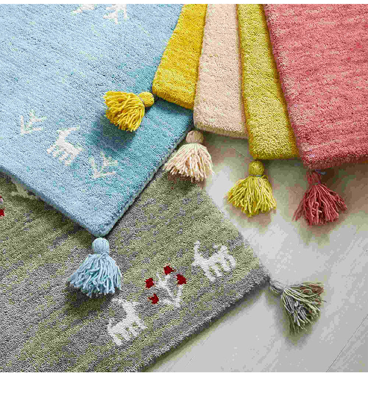 ギャベ ギャッベ チェアマット パステルカラー 40×40cm インド製 手織りギャッベ ウール100% 防炎ラベル付き 可愛い かわいい おしゃれ チェアマット チェアパッド(代引不可)