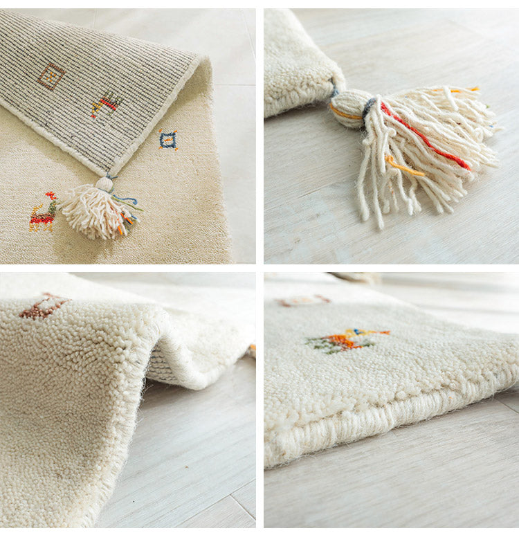 ギャベ ギャッベ チェアマット 40×40cm インド製 手織りギャッベ ウール100% 防炎ラベル付き おしゃれ チェアマット チェアパッド(代引不可)