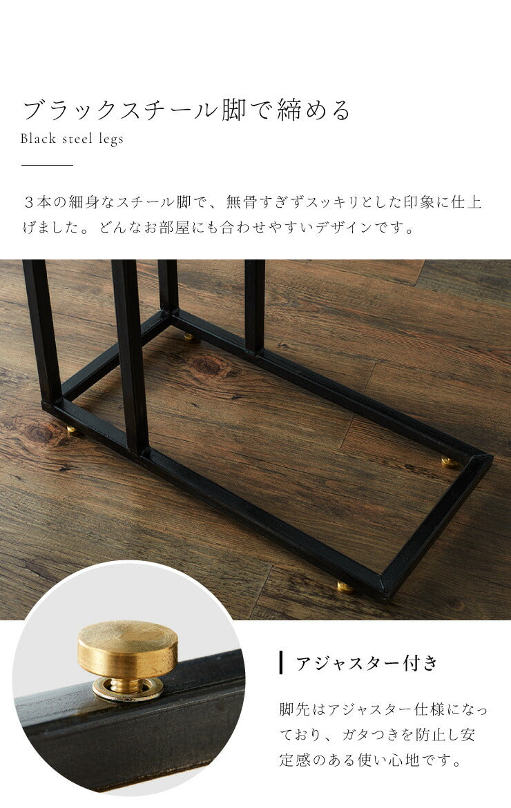 Qi付きサイドテーブル テーブル ワイヤレス充電 QIチャージャー 北欧 おしゃれ サイドテーブル 机 木製 アイアン オーク