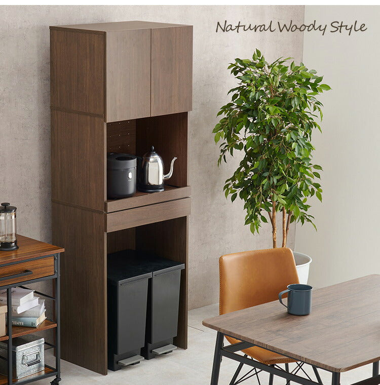 ゴミ箱上ラック 幅58 引出し・スライド棚付き 3段 扉付き ごみ箱上ラック 大容量 ゴミ箱 上 ラック レンジ台 レンジラック ゴミ箱ラック ごみ箱ラック キッチン収納(代引不可)