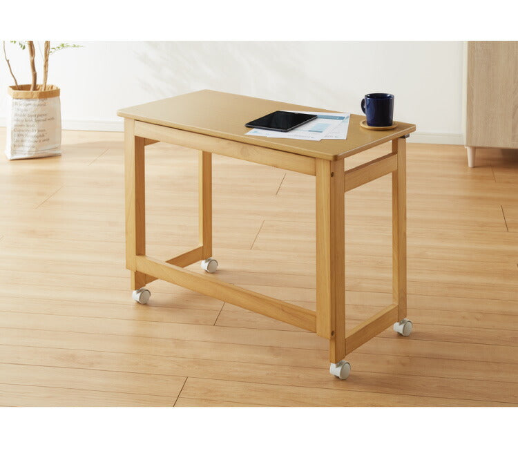 折りたたみ デスク テレワーク 木製 2WAY キャスター付き 80×40 高さ55 テーブル 机 在宅 リモートワーク 折りたたみデスク 折りたたみテーブル 折り畳み おしゃれ(代引不可)