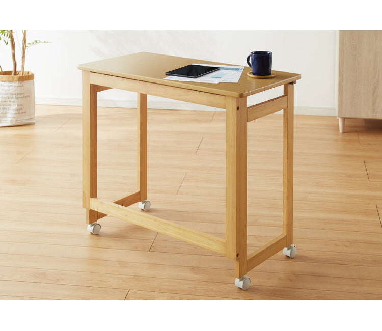 折りたたみ デスク テレワーク 木製 2WAY キャスター付き 80×40 高さ65 テーブル 机 在宅 リモートワーク 折りたたみデスク 折りたたみテーブル 折り畳み おしゃれ(代引不可)