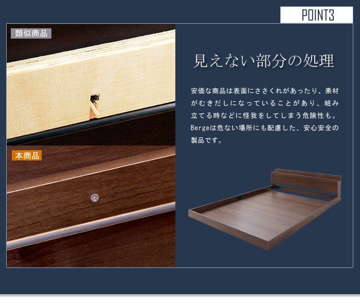 ベッド ダブル マットレス付き ダブル 棚 コンセント付 ダブル 圧縮ロールポケットコイル Berge【ベルジュ】(代引不可)