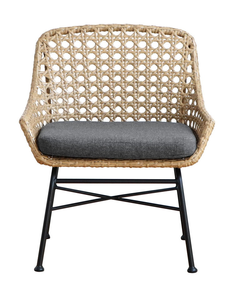 ラタン調 ベンチソファ 1P スチール脚 一人掛けソファ コンパクトソファ 1Pソファ 1人掛け 1人用 ラタンチェア 北欧 シンプル おしゃれ(代引不可)