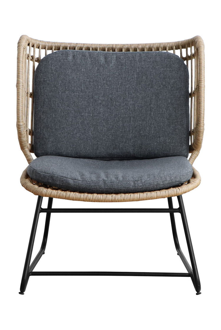 ラタン調 ワイドチェア 1P スチール脚 一人掛けソファ コンパクトソファ 1Pソファ 1人掛け 1人用 ラタンチェア 北欧 シンプル おしゃれ(代引不可)