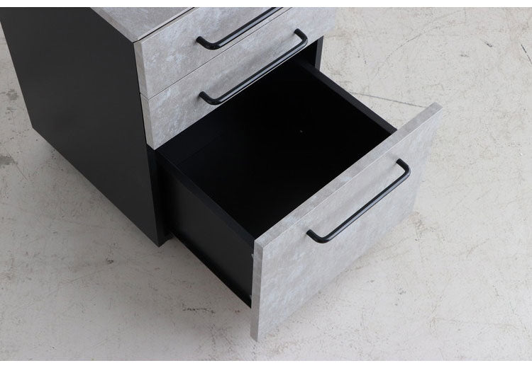 デスクワゴン セラミック調 グレー キャスター サイドワゴン オフィスワゴン シンプル モノトーン おしゃれ(代引不可)