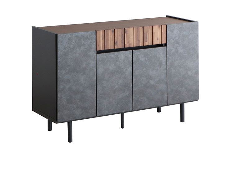 キャビネット 幅120cm 日本製 完成品 サイドボード チェスト リビングボード 脚付き コンクリート調 引き出し収納 コード穴 モダン おしゃれ 木製 アカシア材 リビング(代引不可)