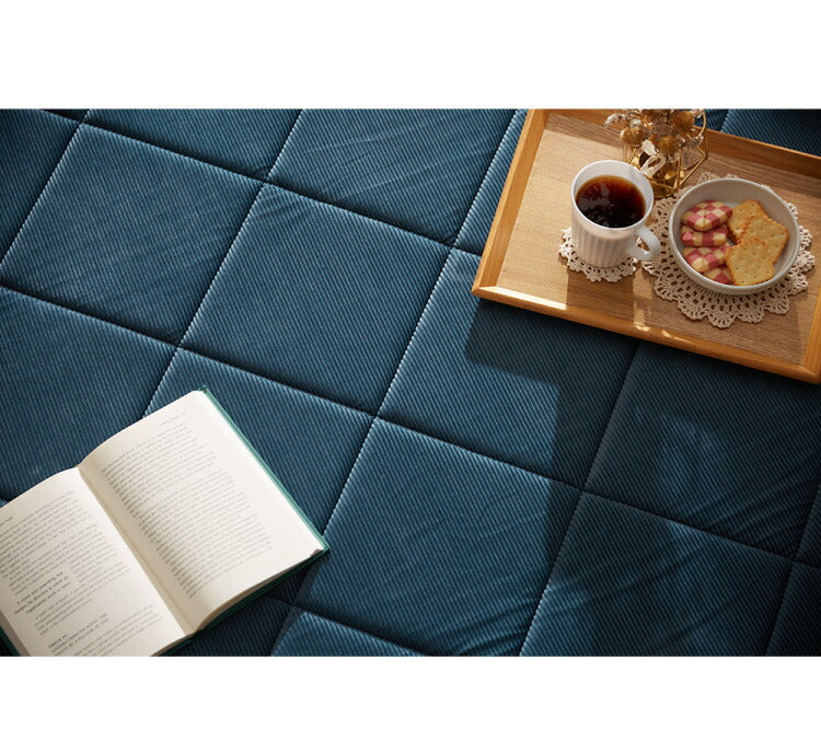 ラグ カーペット 正方形 コーデュロイ 190×190 厚手 おしゃれ 2畳 撥水加工 滑り止め 約1.5cm厚 防音 省エネ ウレタン クッション グレー ピンク ベージュ ネイビー