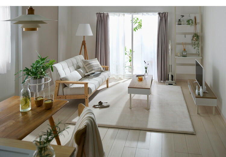 アイリスオーヤマ ラ・クッションラグ マイクロムートンタイプ 185×185cm アイボリー ACRM-1818 ラグ ラグマット カーペット IRIS OYAMA