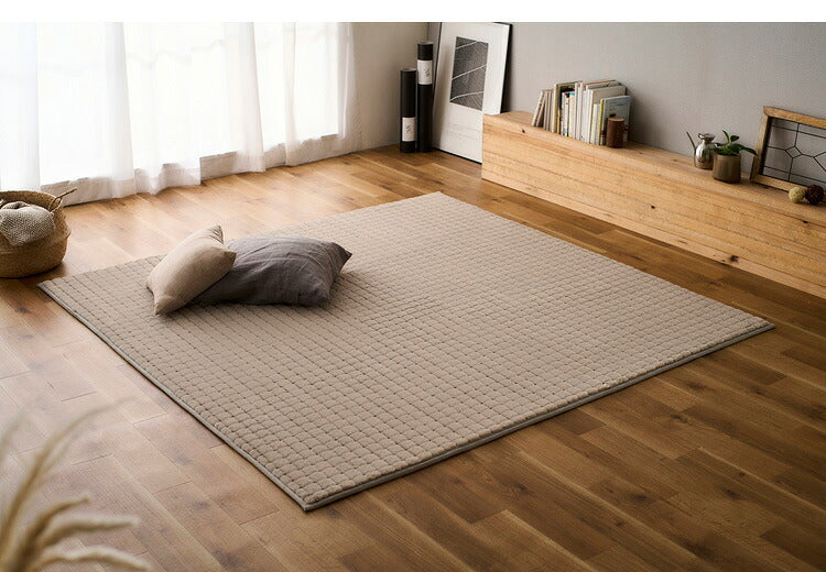 アイリスオーヤマ ラビットファー調グリッドラグ 185×185cm ベージュ ORG-G1818 ラグ ラグマット カーペット IRIS OYAMA