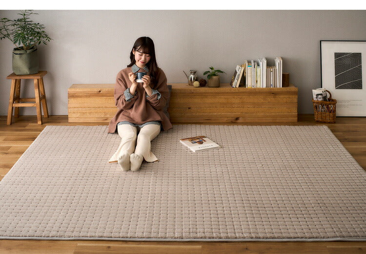 アイリスオーヤマ ラビットファー調グリッドラグ 185×240cm ベージュ ORG-G1824 ラグ ラグマット カーペット IRIS OYAMA