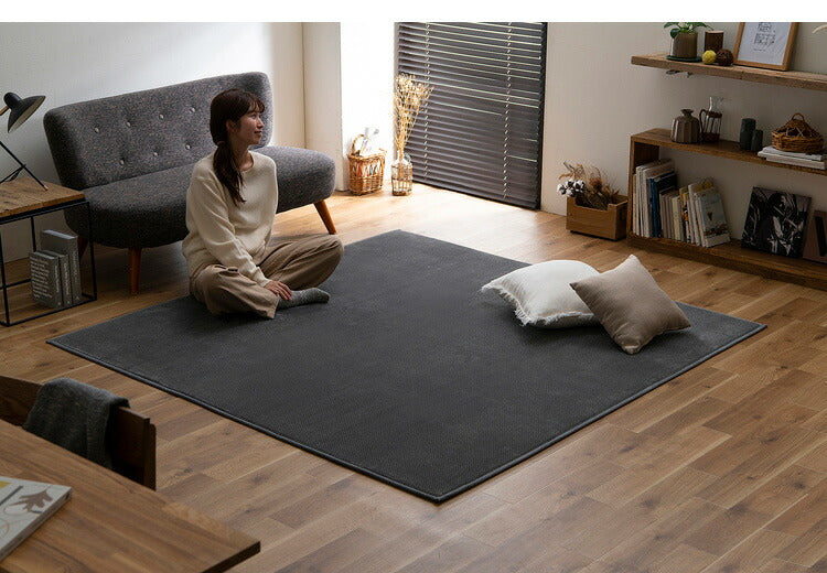 アイリスオーヤマ リバーシブルラグ ヘリンボーンxドットベロア 185×185cm グレー ORG-H1818 ラグ ラグマット カーペット IRIS OYAMA