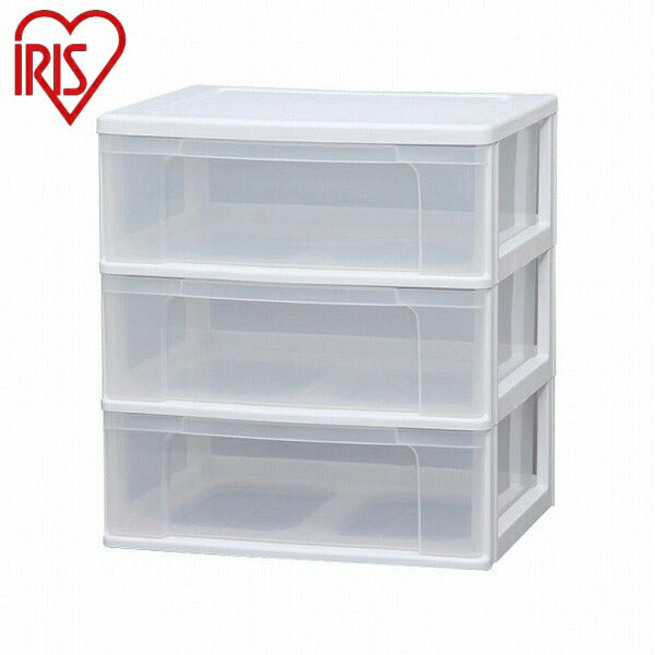 アイリスオーヤマ ワイドチェスト N-653 ホワイト/クリア ワイドチェスト 3段 幅63cm 完成品 新生活 IRIS OYAMA(代引不可)