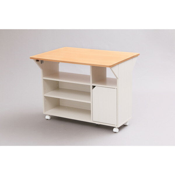 アイリスオーヤマ 扉付きキッチンワゴン TKW-90 ビーチ/ホワイト 扉付きキッチンワゴン IRIS OYAMA(代引不可)