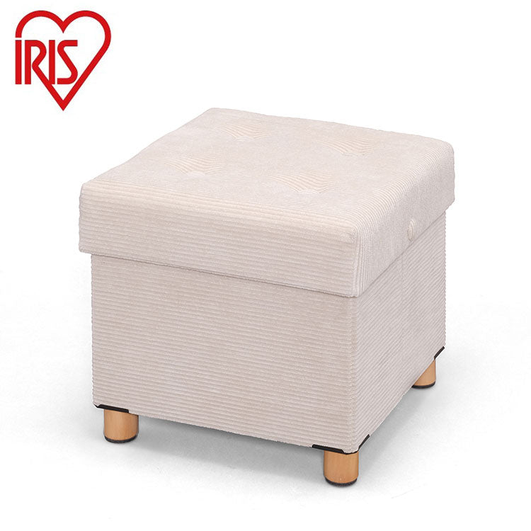 アイリスオーヤマ 脚付き収納スツール 収納ボックス 天然木 脚付き収納スツール オットマン 収納 足置き 椅子 イス チェア ベージュ ASST-38 IRIS OYAMA(代引不可)
