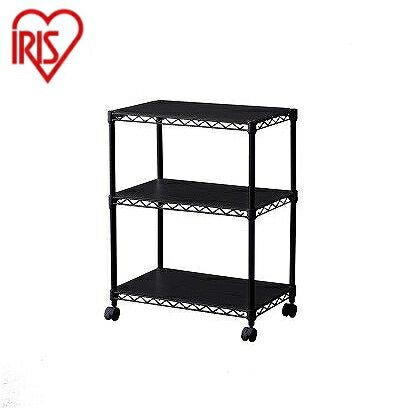 アイリスオーヤマ カラーメタルラック ウッドボード付き CMM-55073B ブラック IRIS OHYAMA(代引不可)