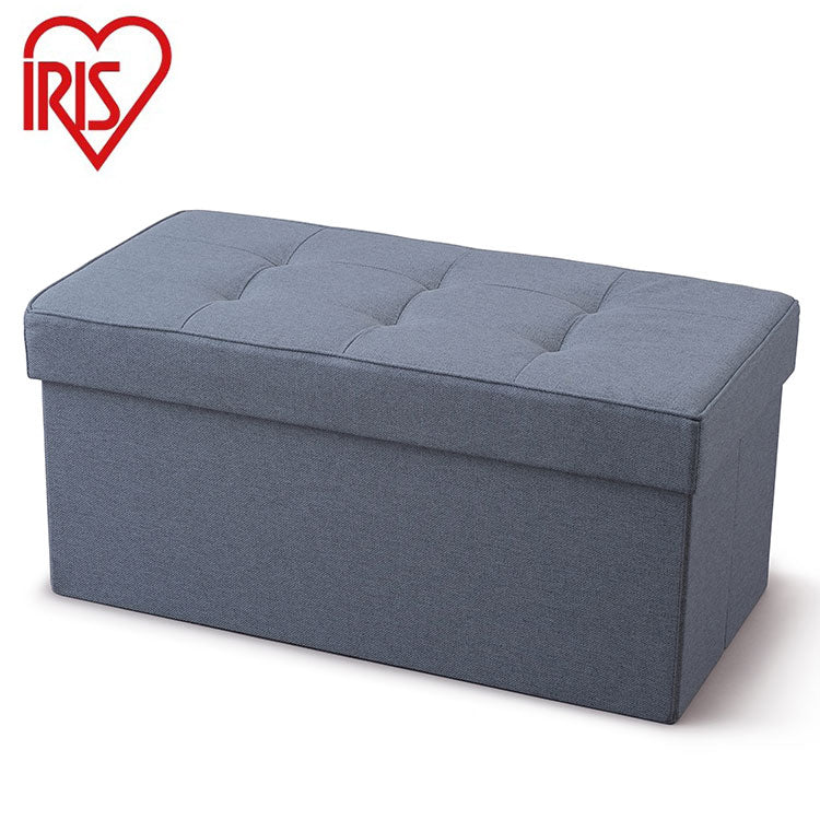 アイリスオーヤマ 折りたたみ収納スツール ワイド 収納ベンチ 収納ボックス 座れる 折り畳み チェア オットマン フタ付き ファブリック ブルー SSTR-76 IRIS OYAMA(代引不可)