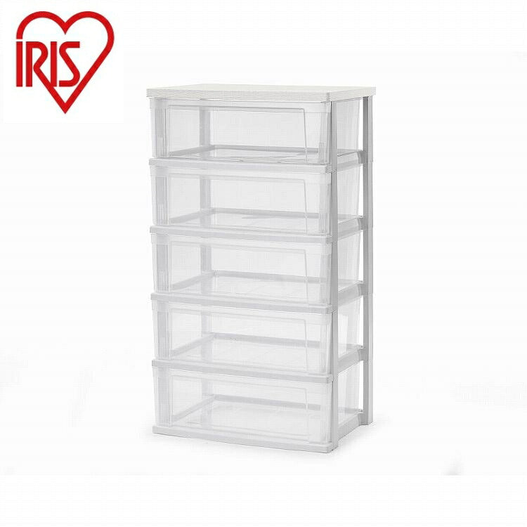 アイリスオーヤマ ウッドトップチェスト NSW-545WT ホワイト/クリア IRIS OHYAMA(代引不可)