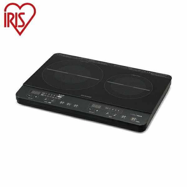 アイリスオーヤマ 2口IHコンロ IHクッキングヒーター 卓上 2口 IH IHコンロ 据え置き 工事不要 2口コンロ IHK-W13-B 新生活 IRIS OYAMA(代引不可)