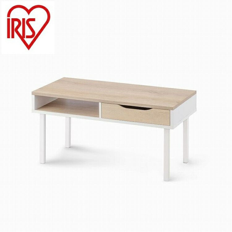 アイリスオーヤマ ウッドセンターテーブル WCT-800 ウォームホワイト/ライトナチュラル IRIS OHYAMA(代引不可)