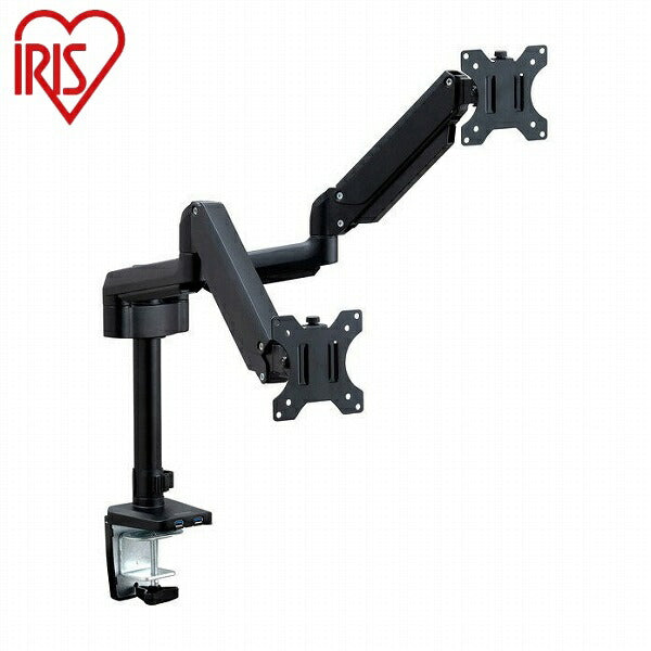 アイリスオーヤマ ディスプレイアーム デュアルUSB付き DA-G201U ブラック ディスプレイアームデュアルUSB付き IRIS OYAMA(代引不可)