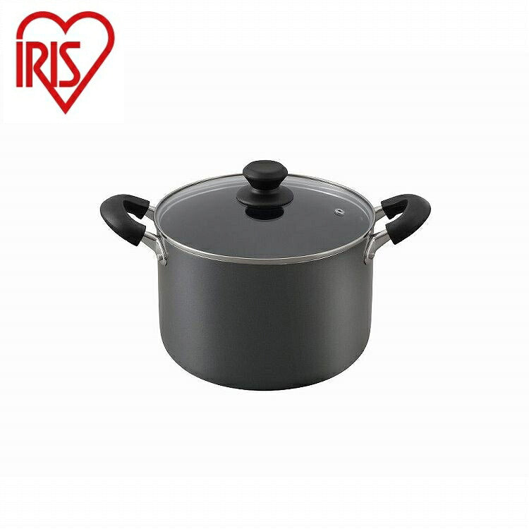 アイリスオーヤマ ダイヤモンドコート 両手なべ22cm DIS-P22D ブラック IRIS OHYAMA(代引不可)