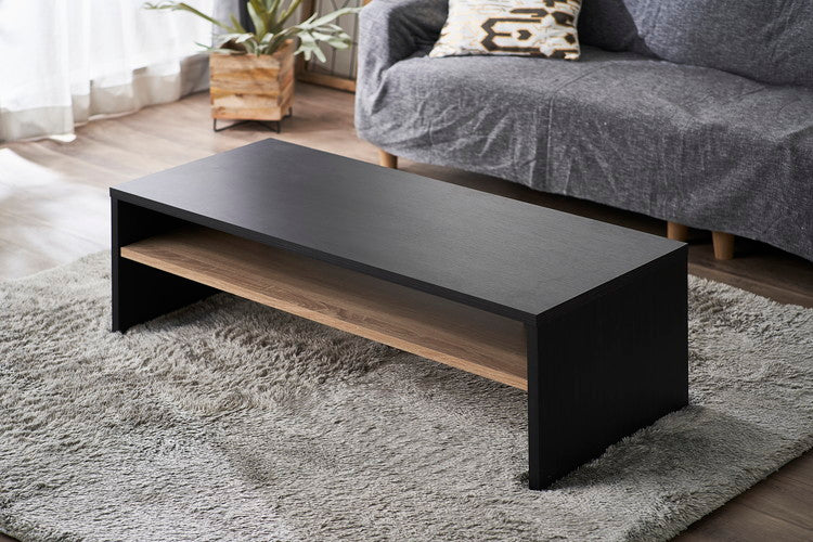 アイリスオーヤマ センターテーブル 収納棚付き 幅119 ローテーブル リビングテーブル シンプル モダン 北欧 おしゃれ ブラック LTB-1190W IRIS OYAMA(代引不可)