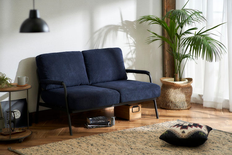 アイリスオーヤマ コーデュロイソファ 2P アイアンフレーム 2人掛けコーデュロイソファ 肘付き 肘あり ポケットコイル インダストリアル ソファー 北欧 ネイビー SFCS-120 IRIS OYAMA(代引不可)